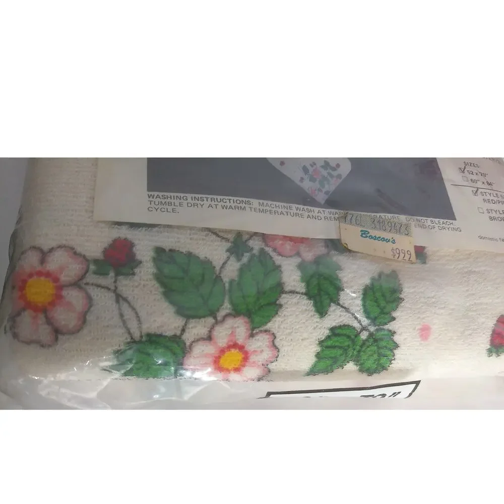 Vintage Terry Bear Strawberry Terry Cloth Tablecloth 52x70 New Sealed